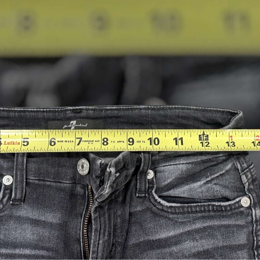 7 for All Mankind Jeans Women's 27 Black Stonewash Distressed Mid Rise Stretch - Picture 5 of 9